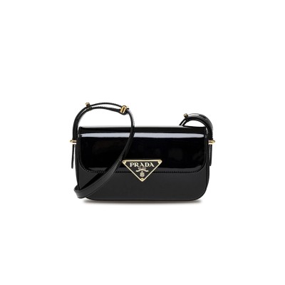 PRADA LOGO-PLAQUE LEATHER SHOULDER BAG 1BD339 (20.5*10.5*4cm) 